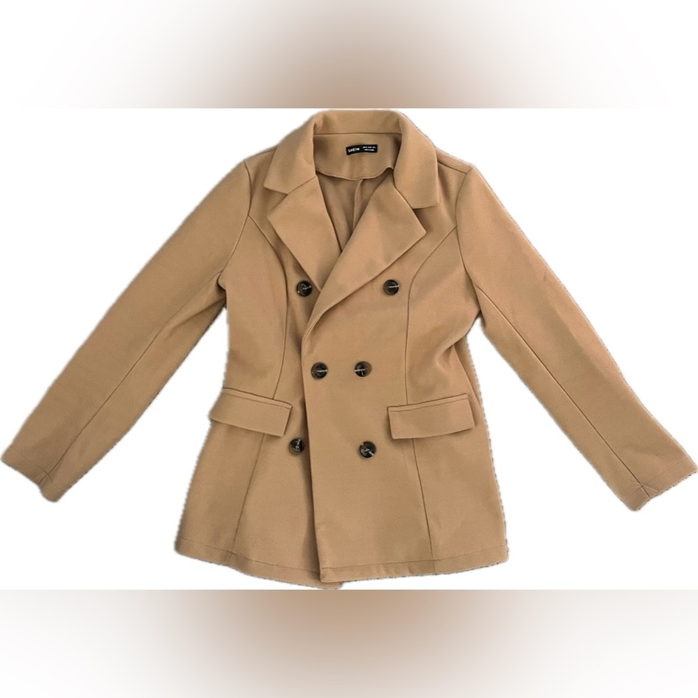 SHEIN Brand New Tan Trench Pea Coat Size Medium